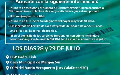RÌO GRANDE, SE CONTINÚA FACILITANDO LA INSCRIPCIÓN A LOS SUBSIDIOS DE LUZ Y GAS