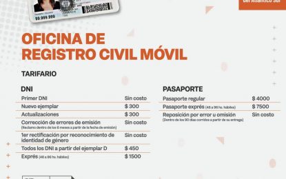 EL REGISTRO CIVIL ATENDERÁ MIÉRCOLES, JUEVES Y VIERNES EN CASA DE GOBIERNO