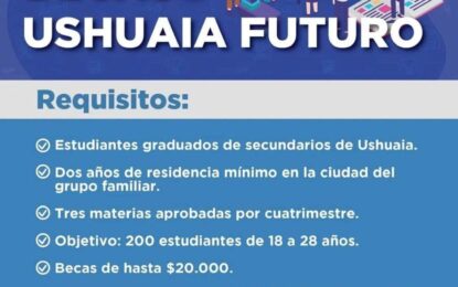 LA INSCRIPCIÓN PARA ACCEDER AL PROGRAMA DE BECAS “USHUAIA FUTURO” FINALIZA EL SÁBADO 10