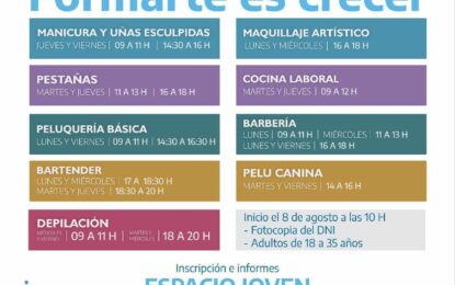 RÍO GRANDE, COMIENZAN LAS INSCRIPCIONES PARA NUEVOS TALLERES Y CURSOS CON SALIDA LABORAL