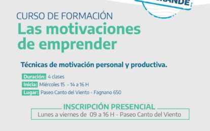 SUMATE AL CURSO DE FORMACIÓN “LAS MOTIVACIONES DE EMPRENDER”
