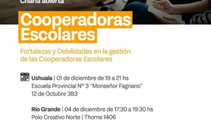 EL MINISTERIO DE EDUCACIÓN INVITA A LA COMUNIDAD A UNA CHARLA ABIERTA SOBRE COOPERADORAS ESCOLARES