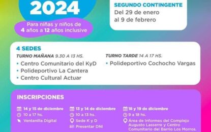 LA MUNICIPALIDAD DE USHUAIA ABRE LAS INSCRIPCIONES A LA “COLONIA MUNICIPAL VERANO 2024”
