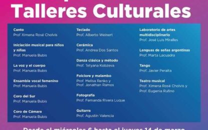 LA MUNICIPALIDAD DE USHUAIA ABRIÓ LA INSCRIPCIÓN A LOS TALLERES CULTURALES