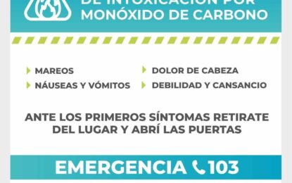 EL MUNICIPIO DE RÍO GRANDE RECUERDA LAS RECOMENDACIONES PARA PREVENIR INCIDENTES CON MONÓXIDO DE CARBONO